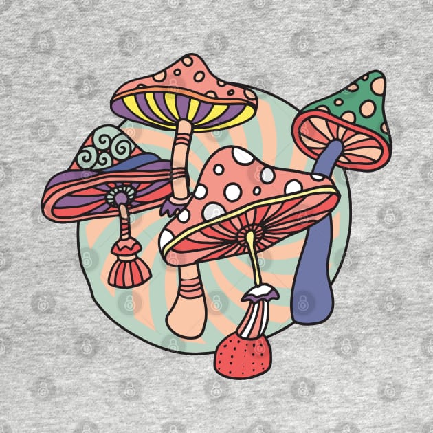 Retro Trippy  Mushrooms by kolakiss